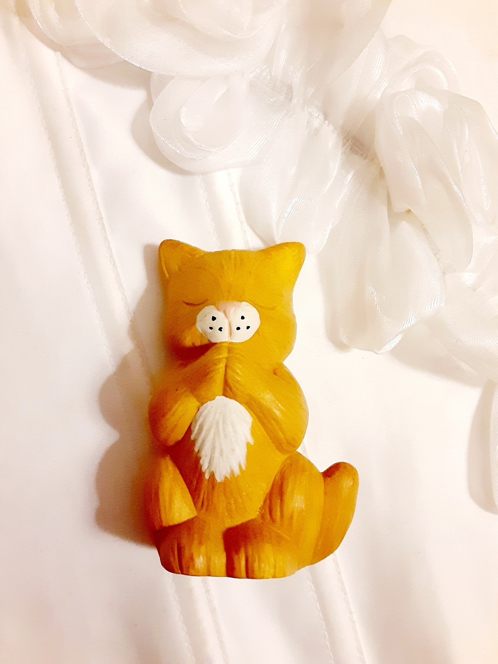 Vintage Praying Orange Decorative Figurine